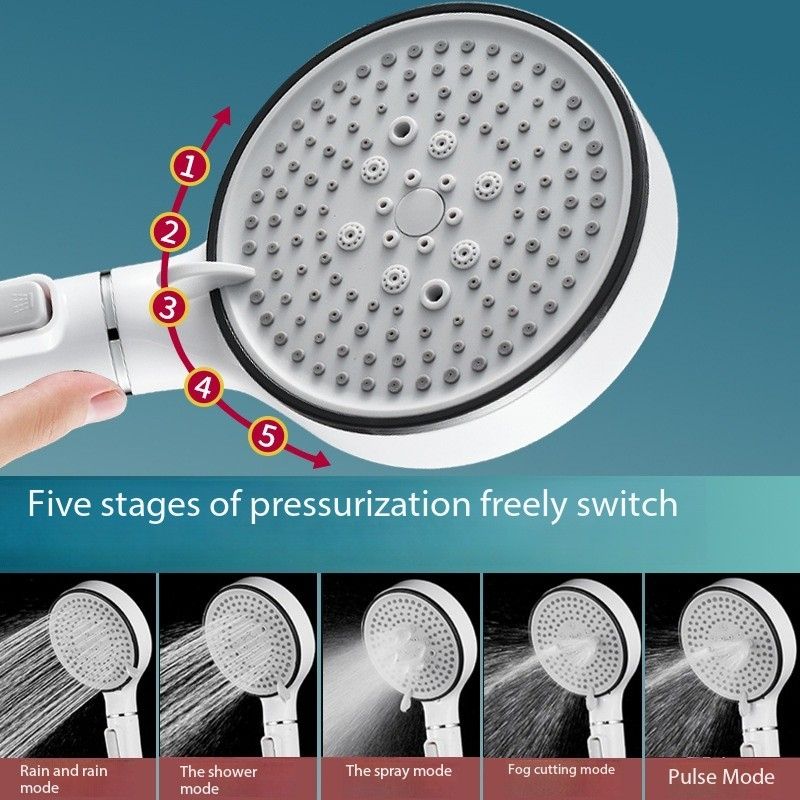 5-Function Filtered Shower Head – High Pressure with Mineral Stones