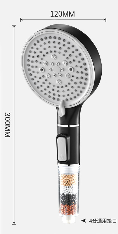 5-Function Filtered Shower Head – High Pressure with Mineral Stones